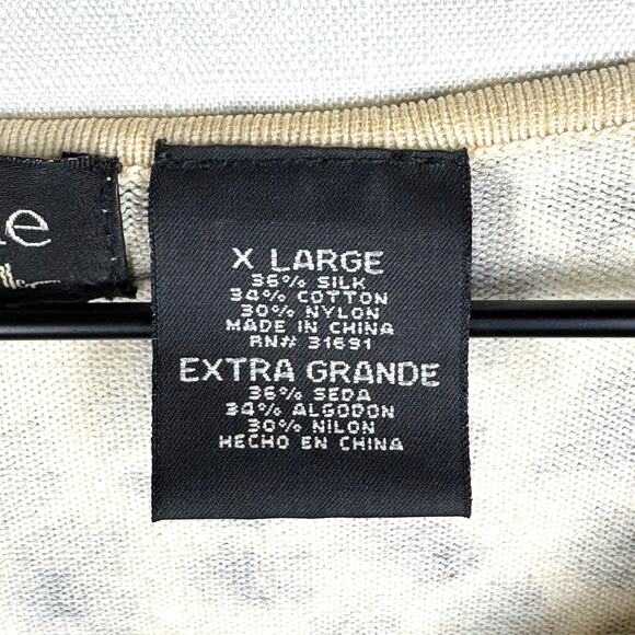 NICOLE MILLER Silk Blend Cardigan Size XL Animal Print Floral Cardi Scoop Neck - Picture 4 of 9